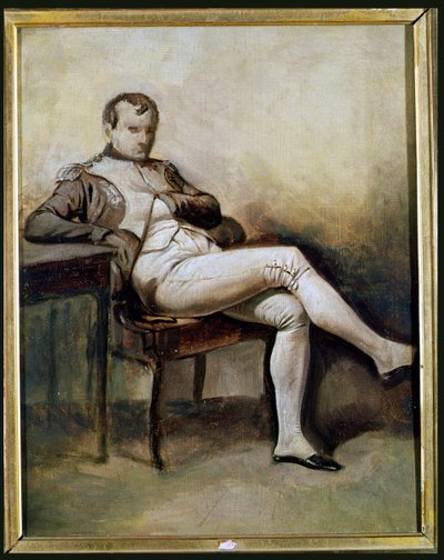 Napoleone I (1769-1821) seduto in poltrona da French School